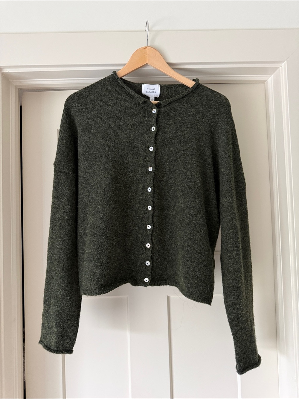 Women's Dark Olive Button-Front Cardigan Sweater